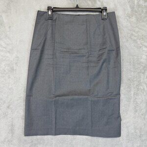 Theory Skirt Womens 8 Gray Wool Pinstripe Pencil Lined Knee Length Work USA